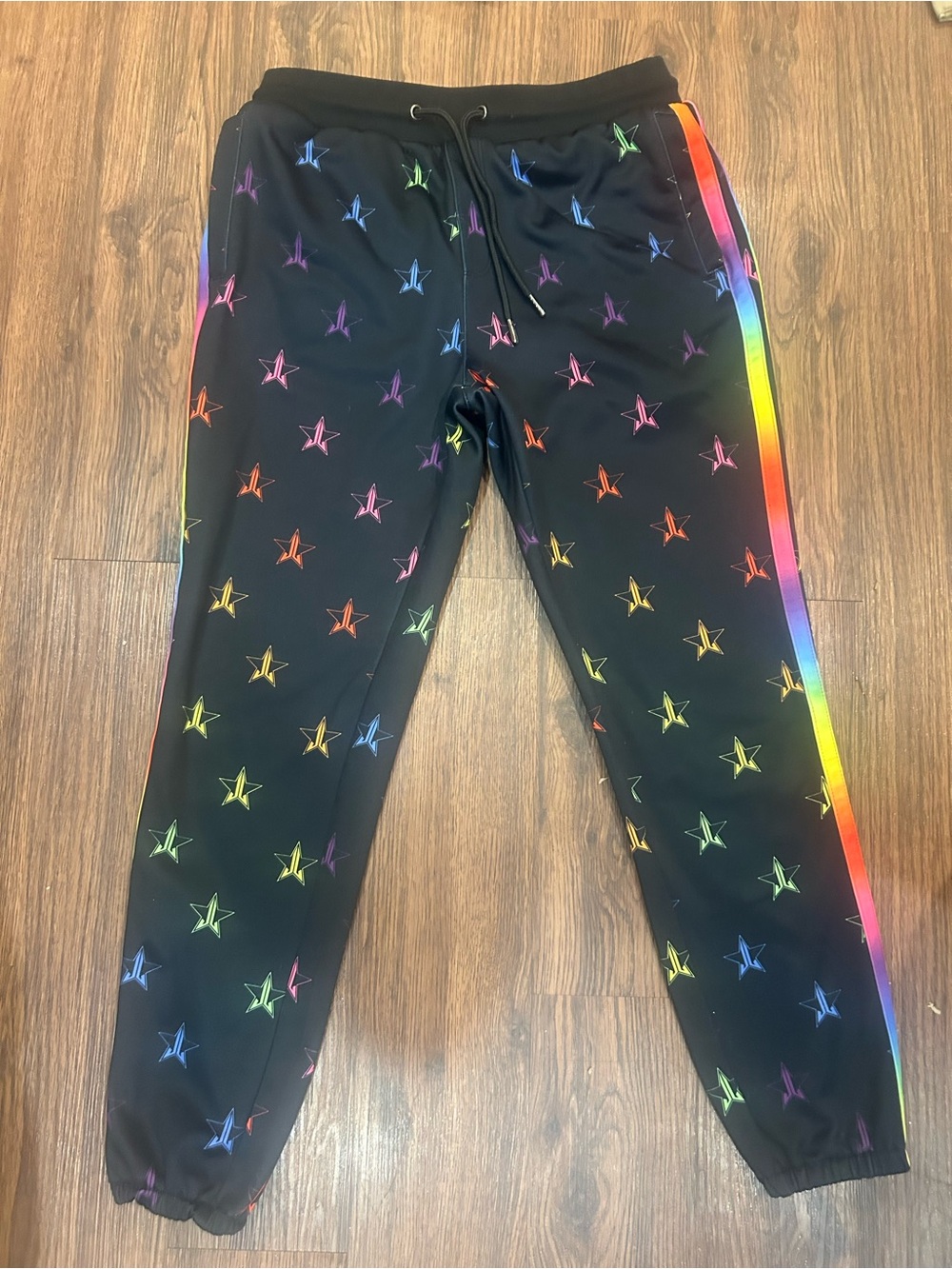 Jeffree Star Cosmetics Rainbow Logo Track Pants Black Multicolor Size M